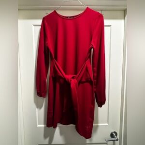 Chic Red Tie-Waist Dress